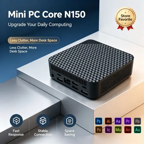 2026 Mini PC Core N150 Windows 11 Computer 16GB RAM 1TB M.2 SSD Portable Gaming Computer 60Hz 4K HD Mini Desktop PC Gamer