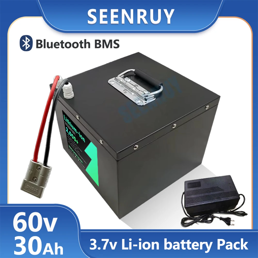 

60V 30Ah Lifepo4 Battery Pack Lithium Iron Phosphate Built-in BMS for 1kw 1.5kw 2000w AGV Electric motorcycle +Charger