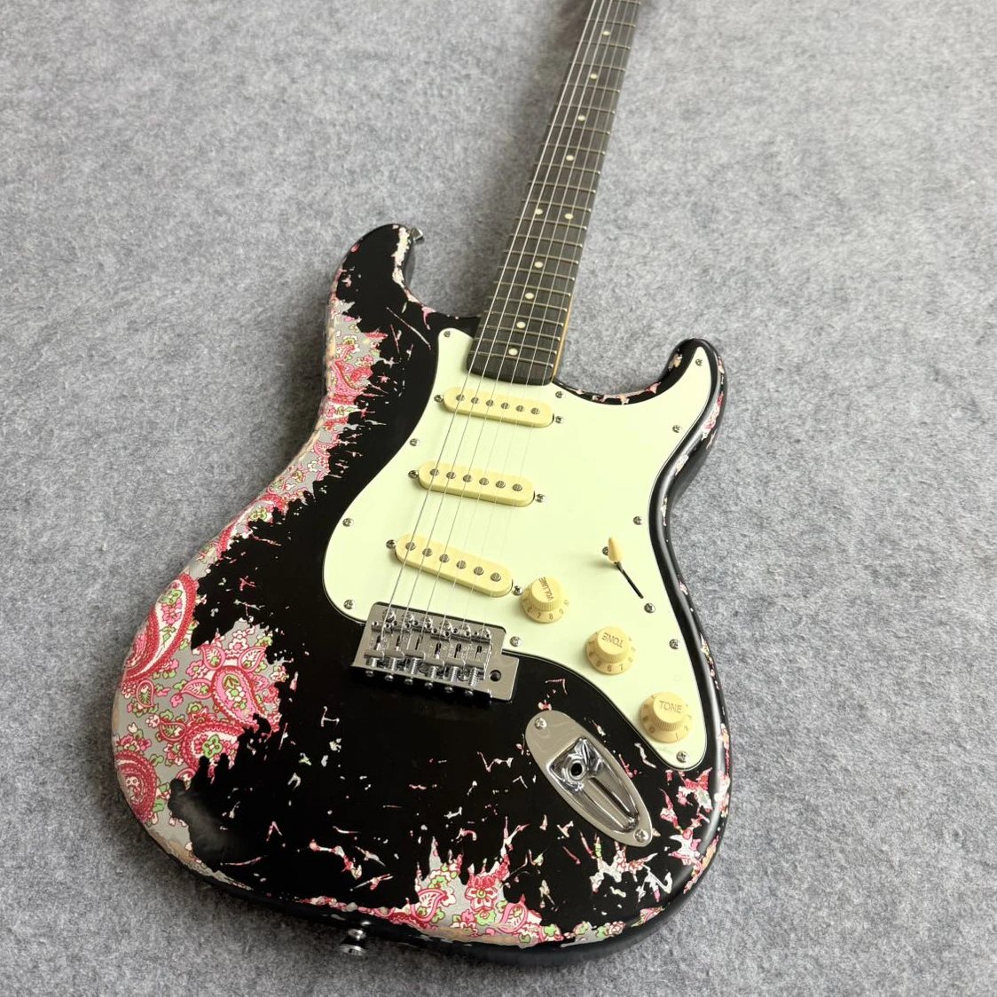 2026 HOT style  guitar, handmade, high quality, Paisley decal black, nitrocellulose finish, in stock guitar