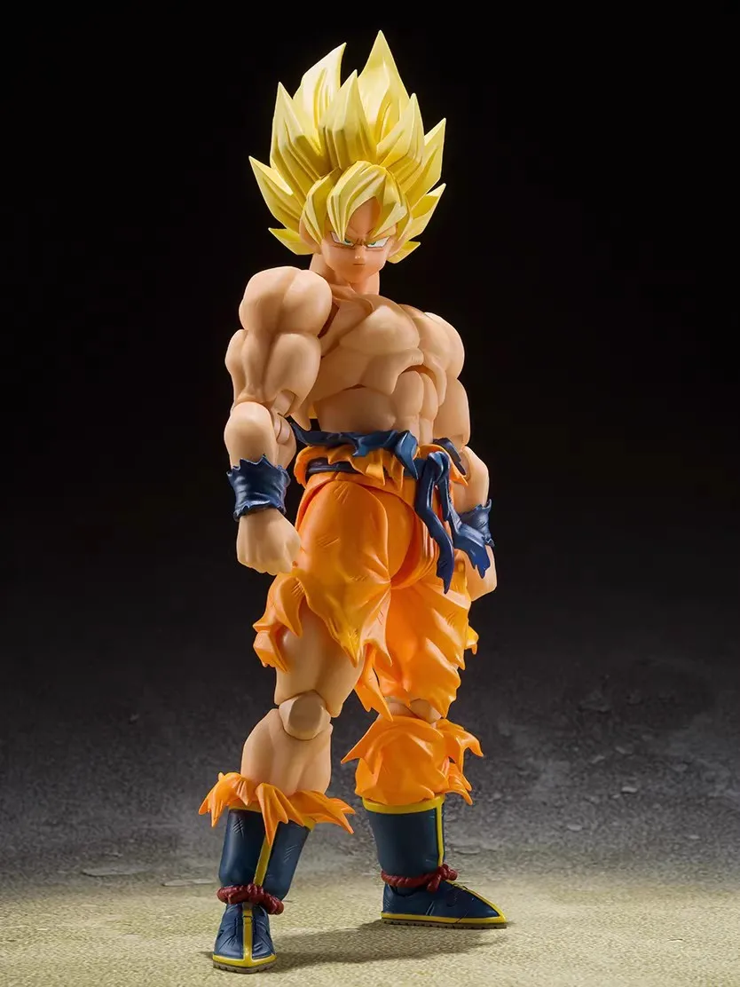 Bandai Shf Seven Dragon Ball Super Saiyan Battle Damage Sun Goku Awakening 3.0 Humanoid Hand Tabletop Decoration For Children