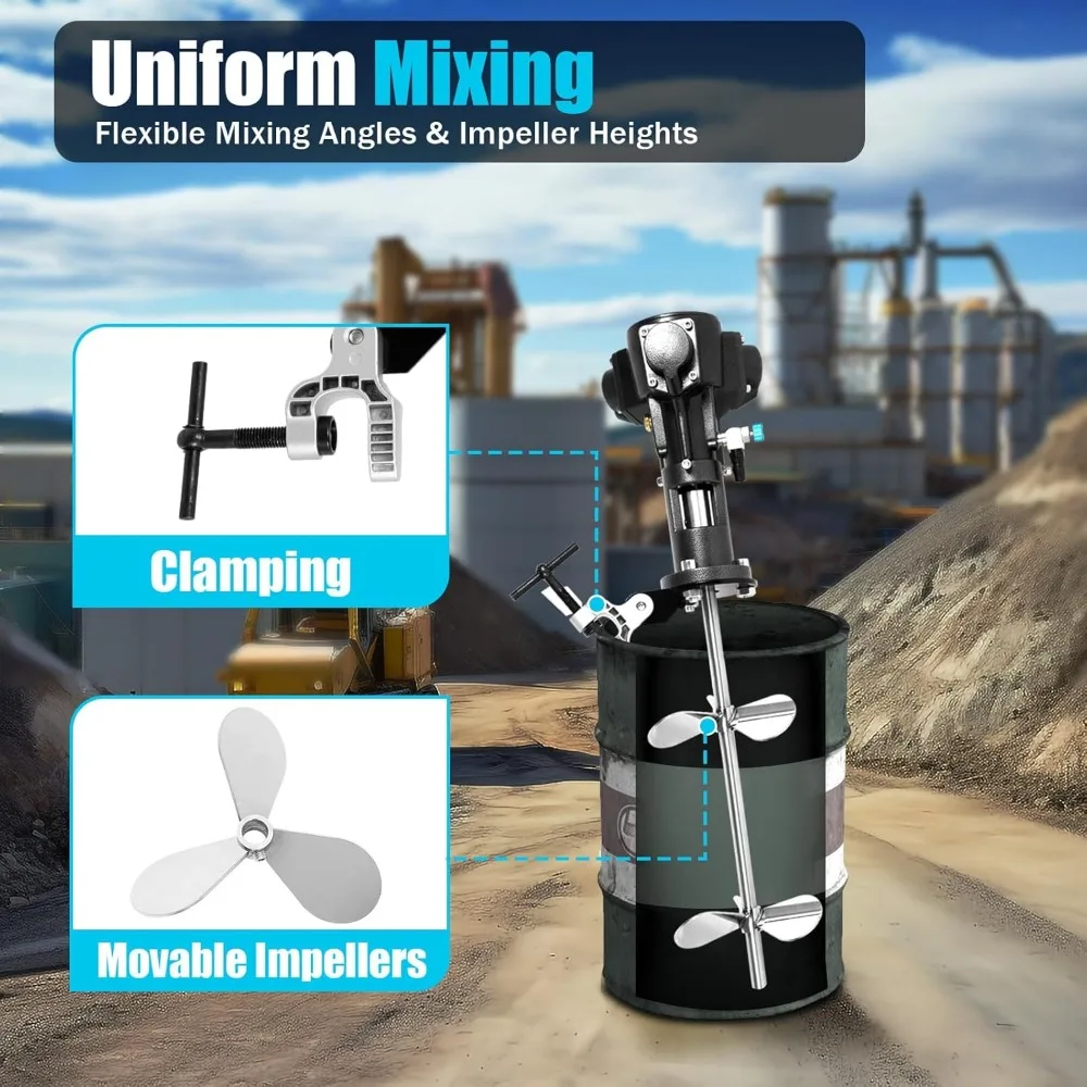 Pneumatic Paint Mixer 1/2 HP Barrel Ink Coating Paint Air Agitator Stainless Steel Blade Diameter Automatic Stirring Machine