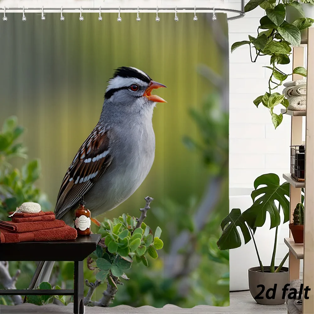 Vibrant Blue Jay Bird Photo Shower Curtain for Bathroom Decor - Nature Wildlife Scene