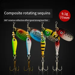 Rotating Metal Spinner Fishing Lures 9.1g 7cm Sequins Iscas Artificial Hard Baits Crap Bass Pike Treble Hook Tackle Accessories