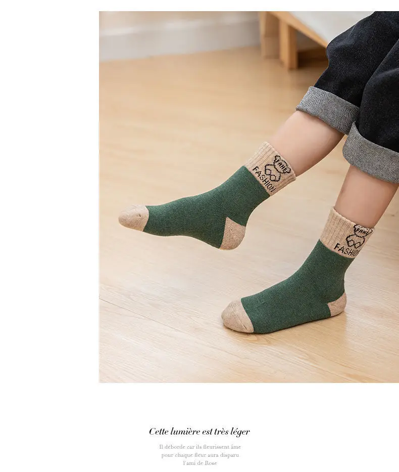 5 Paar dicke, warme Kindersocken für Jungen und Mädchen, weiche, mit Fleece gefütterte, rutschfeste Wintersocken für Kleinkinder – Detail 9