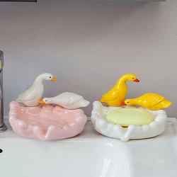 Portable Duck Soap Box Cartoon Soap Dish Drainable Soap Holder Soap Container Soap Dish For Tray Bathroom Accessories