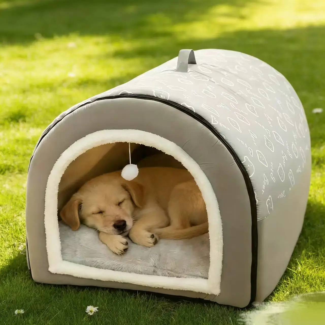 All Season Washable Detachable Pet House Cartoon Warm Dog Bed Cat Cave Hut Anti Slip Bottom Portable Puppy Sleeping Tent - view 2