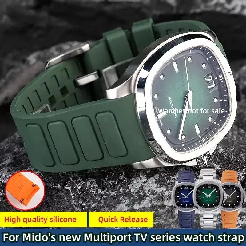 

For Mido Multifort TV M049.526 Waterproof Rubber Watch Strap M049 Curved Interface Silicone Watch Accessories Watchband 22mm