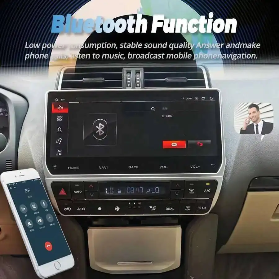 أندرويد 15 المدمج في 360 12.3 "راديو السيارة لتويوتا برادو 2018 Carplay السيارات مشغل وسائط متعددة ستيريو 4G + واي فاي نظام تحديد المواقع نافي شاشة HU