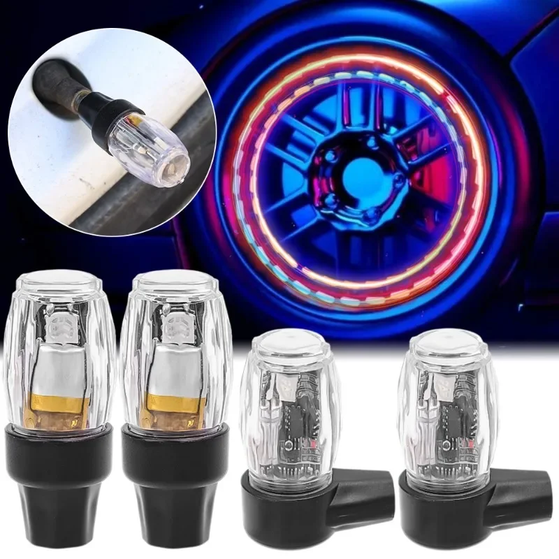 Colorful Car Motorcycle Air Nozzle Valve Light Vibration Sensor USB Charging LED Auto Wheel Tire Valve Caps Hub Decorative Lamp