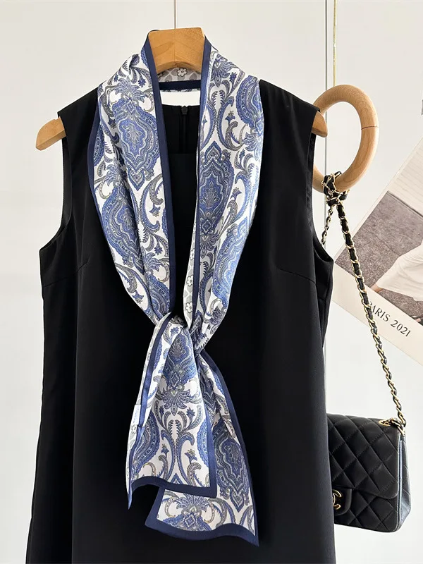 シルクスカーフ-レディース-ダブルレイヤー-両面ネックスカーフ-ドリフティングベルト-00-マルベリーシルクスカーフ-おしゃれで上品なウォルナットフラワー