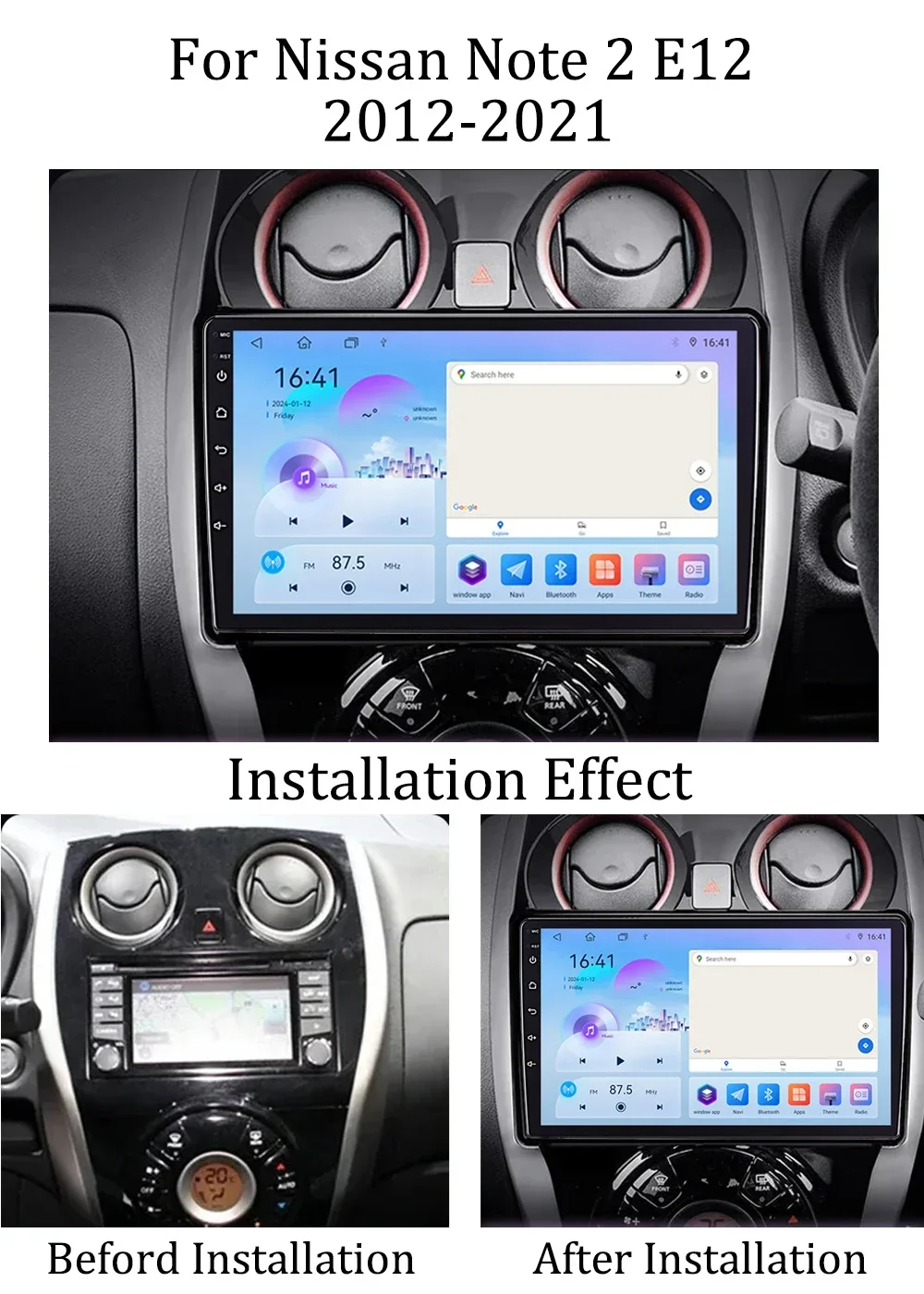 Android Car Radio，Nissan Note 2 E12 2012-2021 Carplay Multimedia Player 2din Stereo Autoaudio Head Unit 9'' Navigation GPS