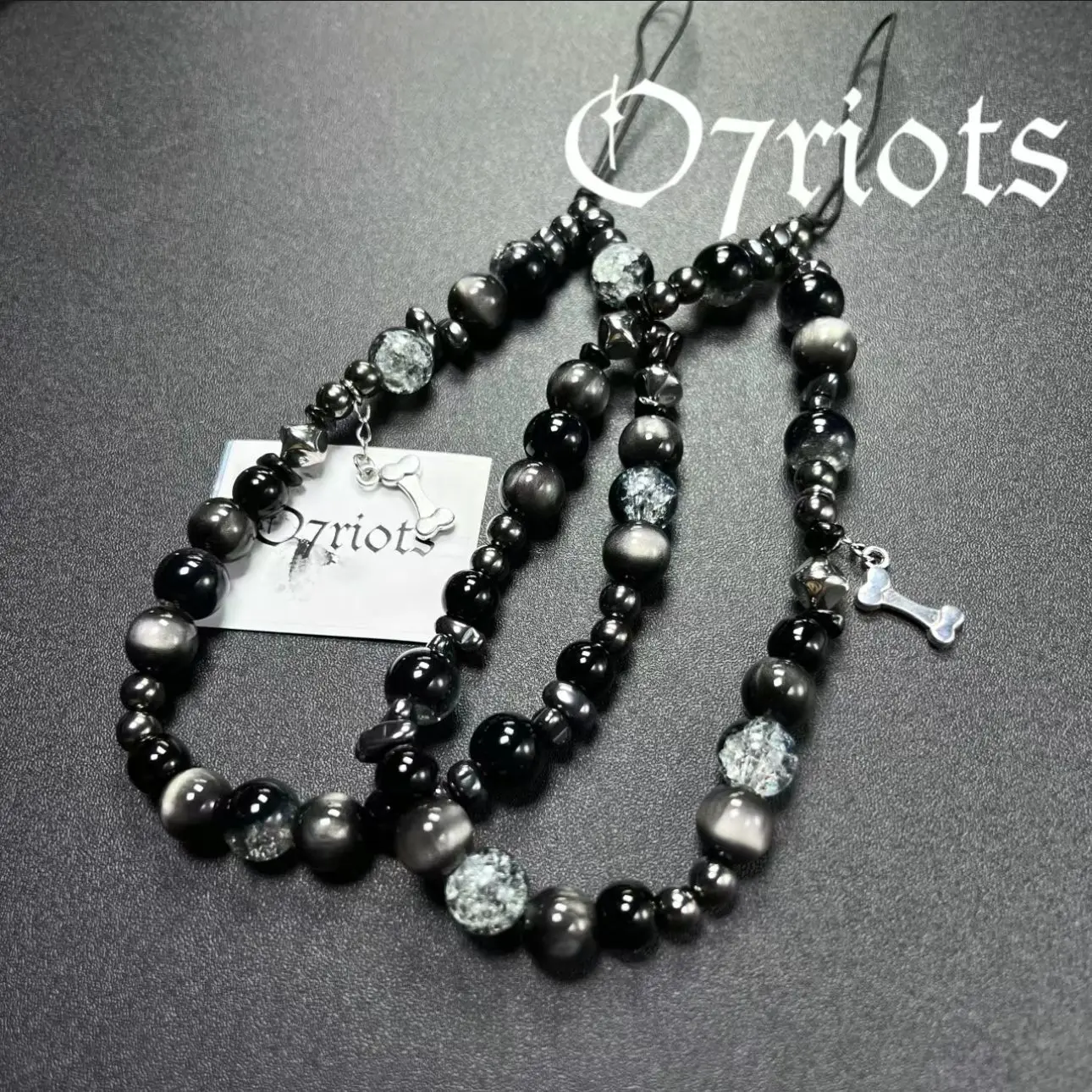 Sznurek do telefonu komórkowego dla mężczyzn, czarny, do iP 15 Samsung, DIY, personalizowany, z koralikami, ręcznie robione akcesoria, brelok, zawieszka, etui