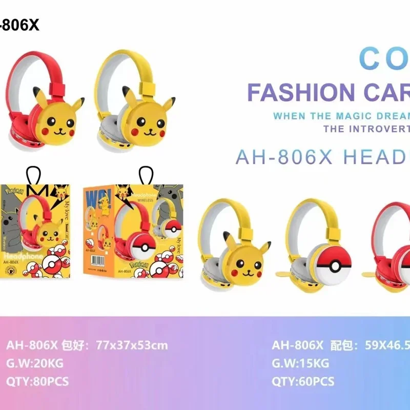 Auricolari Bluetooth Pocket Monster Pikachu Auricolari wireless Anime Cartoon Auricolari di alta qualità con microfono regalo