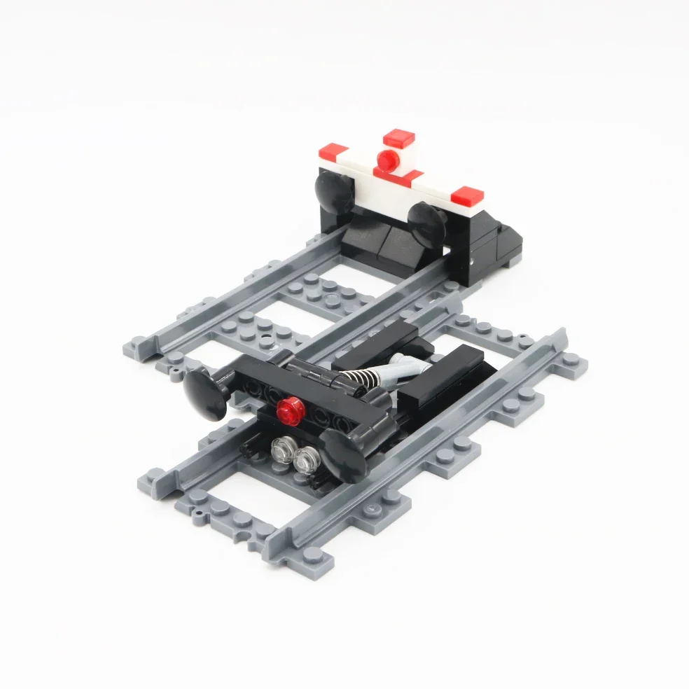 MOC – piste de Train urbaine, bâtiment créatif, modèle de scène, croix de Train, zones tampon et garde-corps, blocs de jeu pour jouets pour enfants