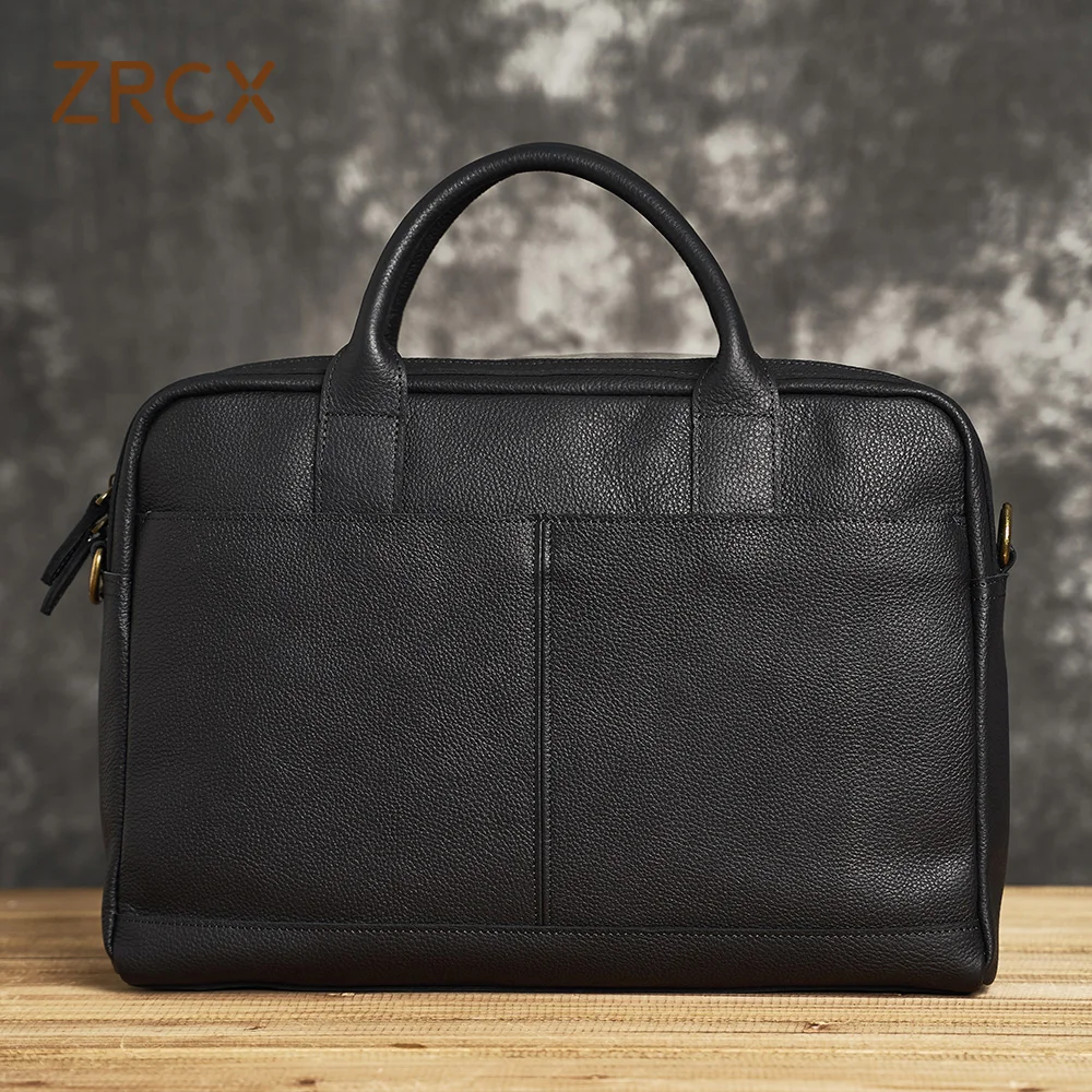 ZRCX-maletín de negocios de cuero genuino para hombre, bolso de hombro informal Original para hombre, bolso de alta calidad para ordenador portátil