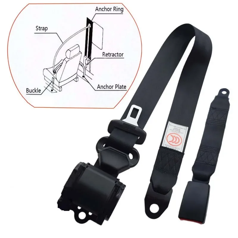 1Pc Car Driver'S Seat Safety Belt, Three-Point Automatic Telescopic Roll, Bus And Truck, Three-Point Protective Belt, Safety Bel