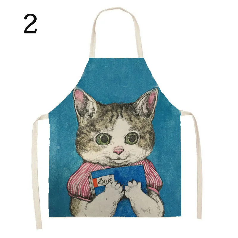 Higuchi Yuko Sleeveless Apron Cat Animal Kitten Cute Cartoon Home Kitchen Cooking Cleaning Stain Prevention Daily Household Item