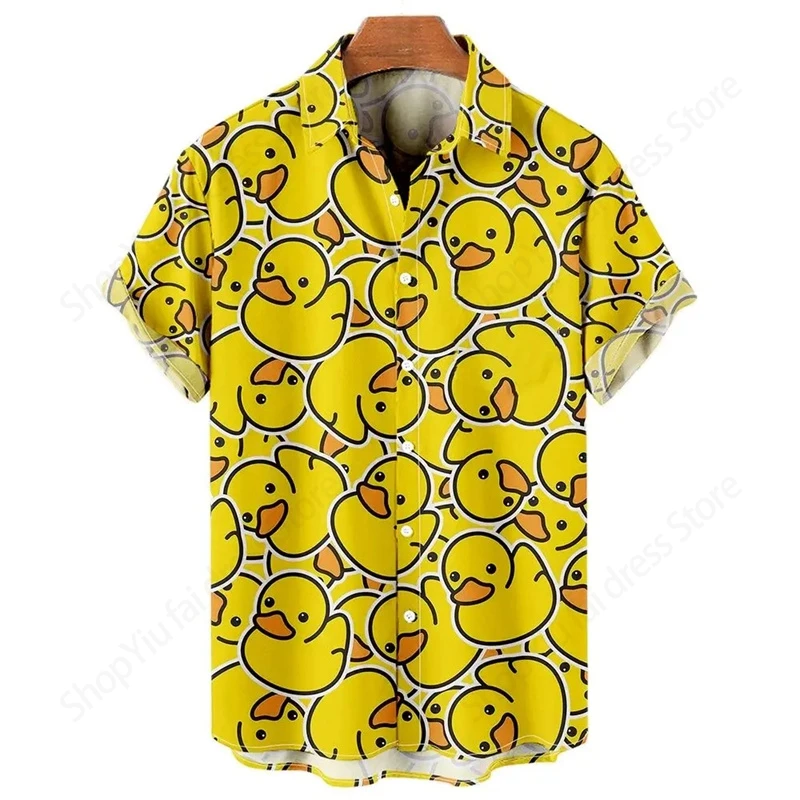 Men's Women's Hawaiian Shirt Duck 3d Print Casual Graphic Shirt Men Fashion Casual Beach Shirts Men blouse Short Sleeve Clothing