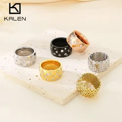 Kalen New Sparkling Women Ring Mesh Stainless Steel Simulated Zirconia Women's Ring Bohemian Wedding Party Gift Jewelry