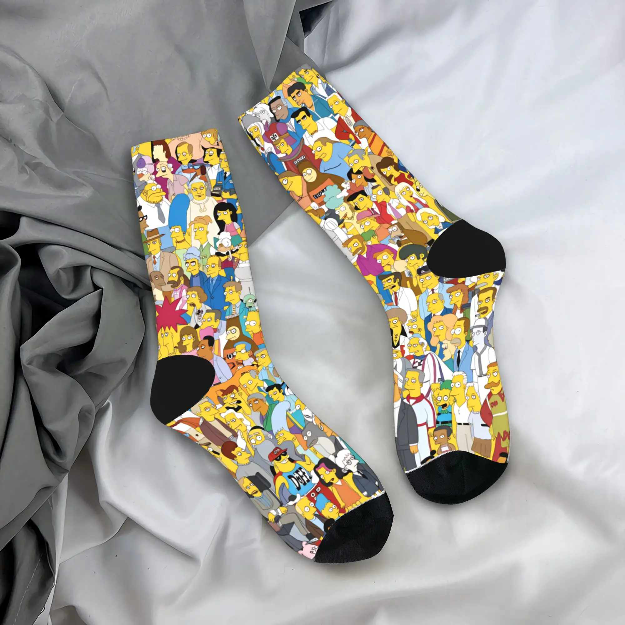 

Men Socks S-Simpsons Yellow Faces Cartoon Group Portrait Stockings Anti Sweat Warm Soft Socks Winter Design Outdoor Sports Socks