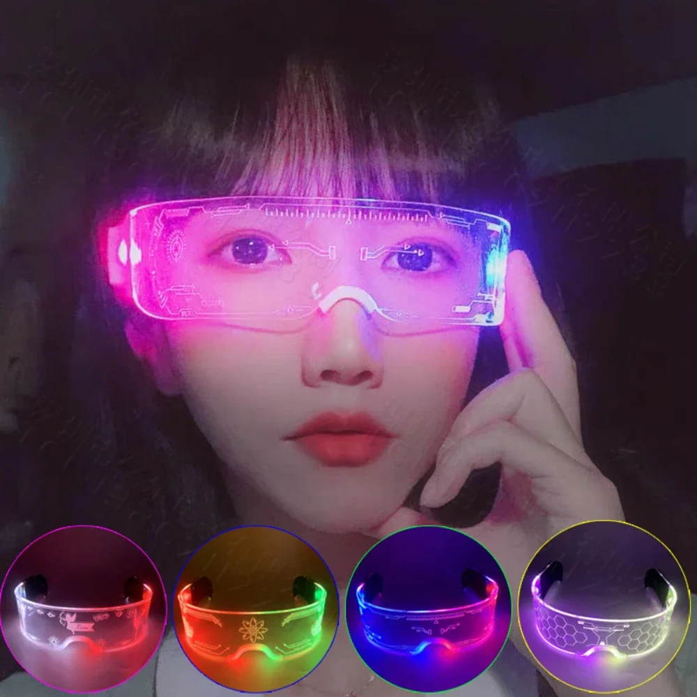 Party Glowing Glasses Cyberpunk Futuristic Glowing Carnival Glasses for Party Carnival