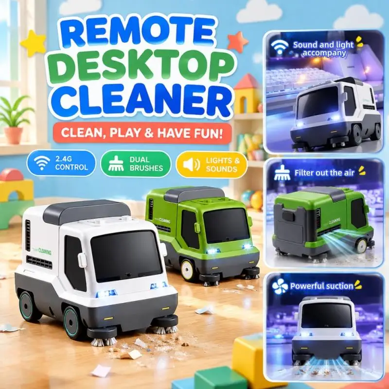 Mini RC Drift Desktop Cleaning Truck 2.4G Remote Control Vacuum Cleaner Car Garbage Truck Toy For Adult Kids Birthday Gifts