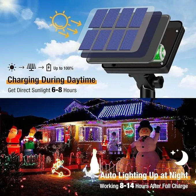 Christmas Outdoor Solar String Lights LED Flashing Fairy Lights DIY Shape Design Garden Decor Lights for Yard Tree Xmas Party