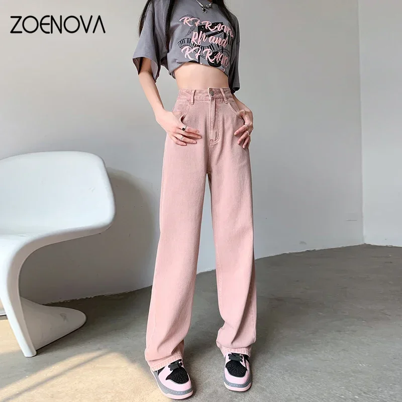 ZOENOVA Y2K Straight Mom Jeans Women Summer 2023  High Waist Baggy Wide Leg Pants High Street Ins Korea Fashion Vintage Clothes