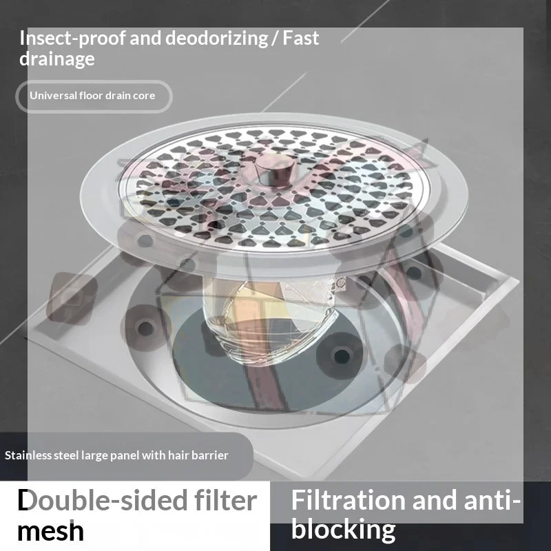 

【CC】Stainless Steel Universal Floor Drain Strainer With Anti Odor Proof Fast Drainage And Hair Catcher Perfect For Bathroom