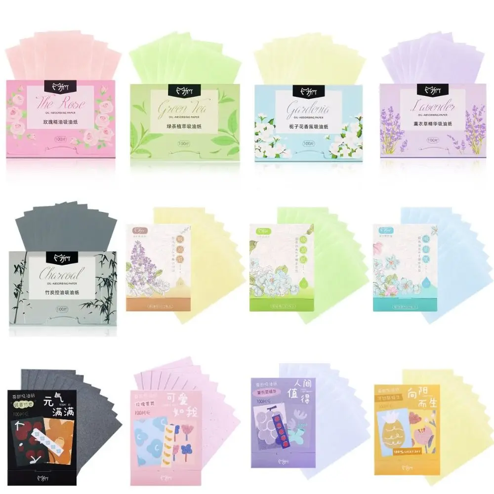 100Pcs Oil Removal Face Oil Blotting Paper Skin Care Anti-grease Facial Oil Absorbing Paper Green Tea Oil Control Beauty Tools