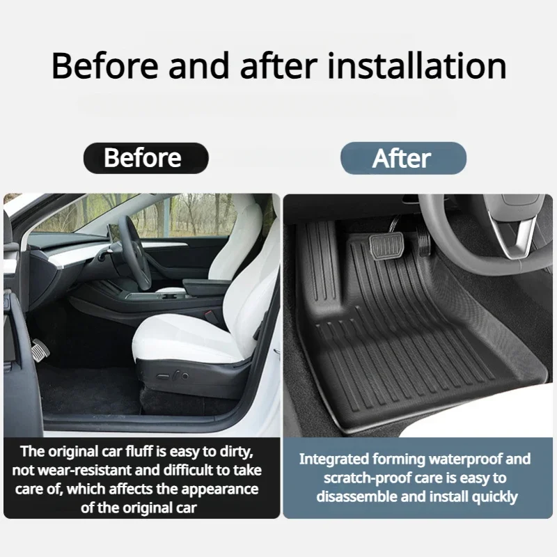 For Tesla New Model 3+ Highland 2024 Floor Trunk Mats Waterproof Wear-resistant Foot Pads Front Rear Trunk Mat Car Accessories