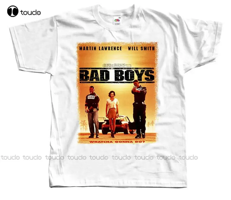 Bad Boys V1, Movie Poster, Will Smith, Dtg T-Shirt White All Sizes S-5XL oversized t shirts for men