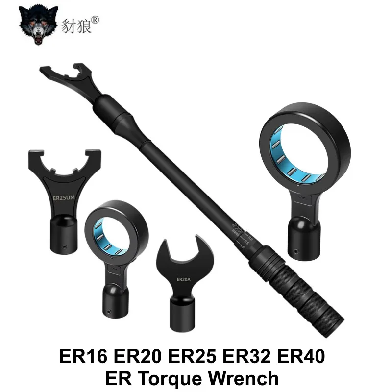 ER Torque Wrench Set ER16A ER20A ER25UM ER32UM ER40UM Nut Wrench with Interchangeable Head and Extended Tool Holder Wrench