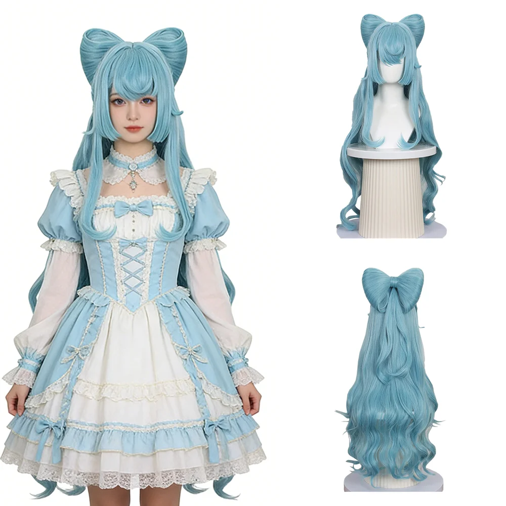 

Yumemizuki Mizuki Cosplay Wig Free Wig Cap Long Wavy Blue Heat Resistant Synthetic Anime Hair For Women Halloween Costume Party