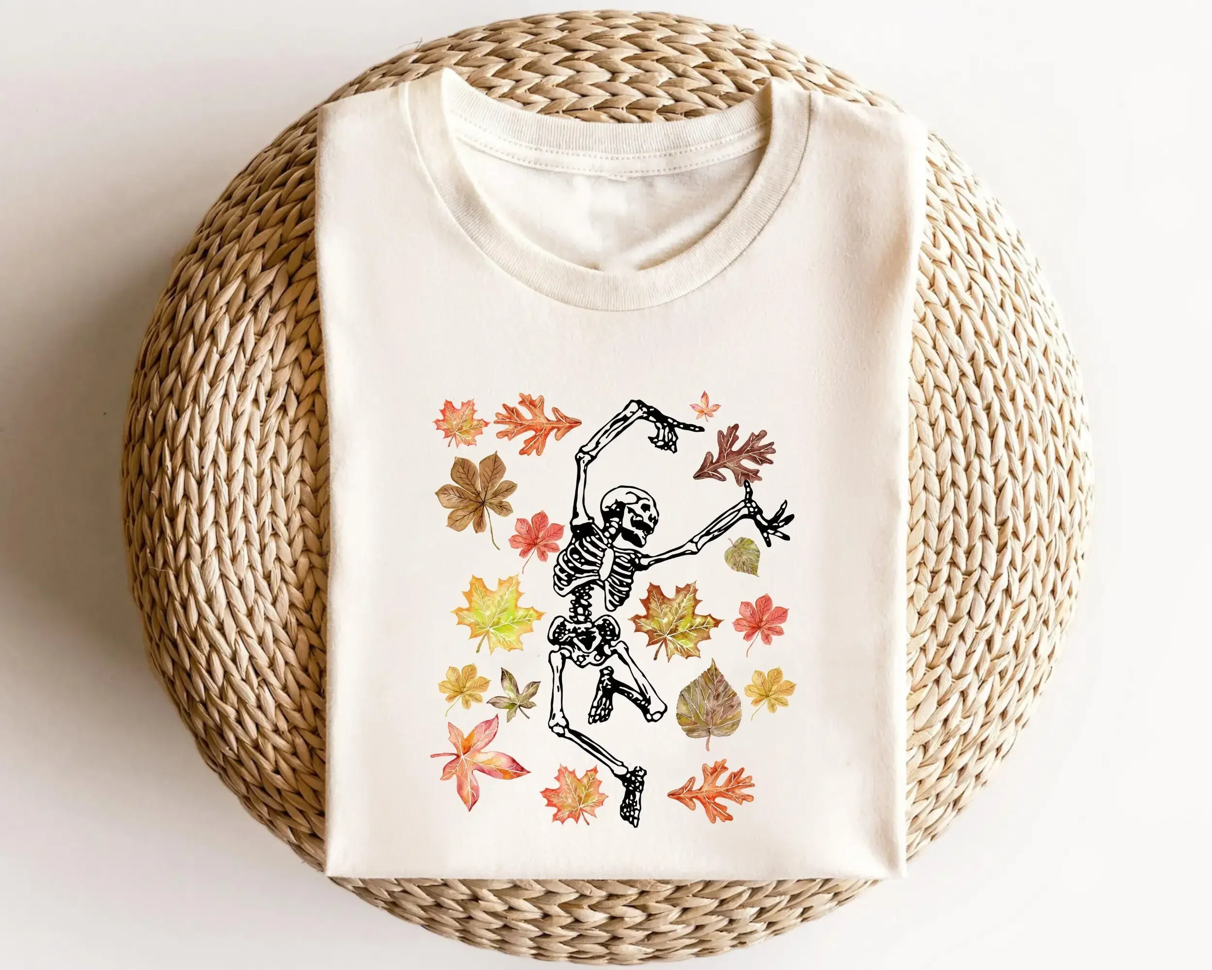 Halloween T Shirt Fall Dancing Skeleton