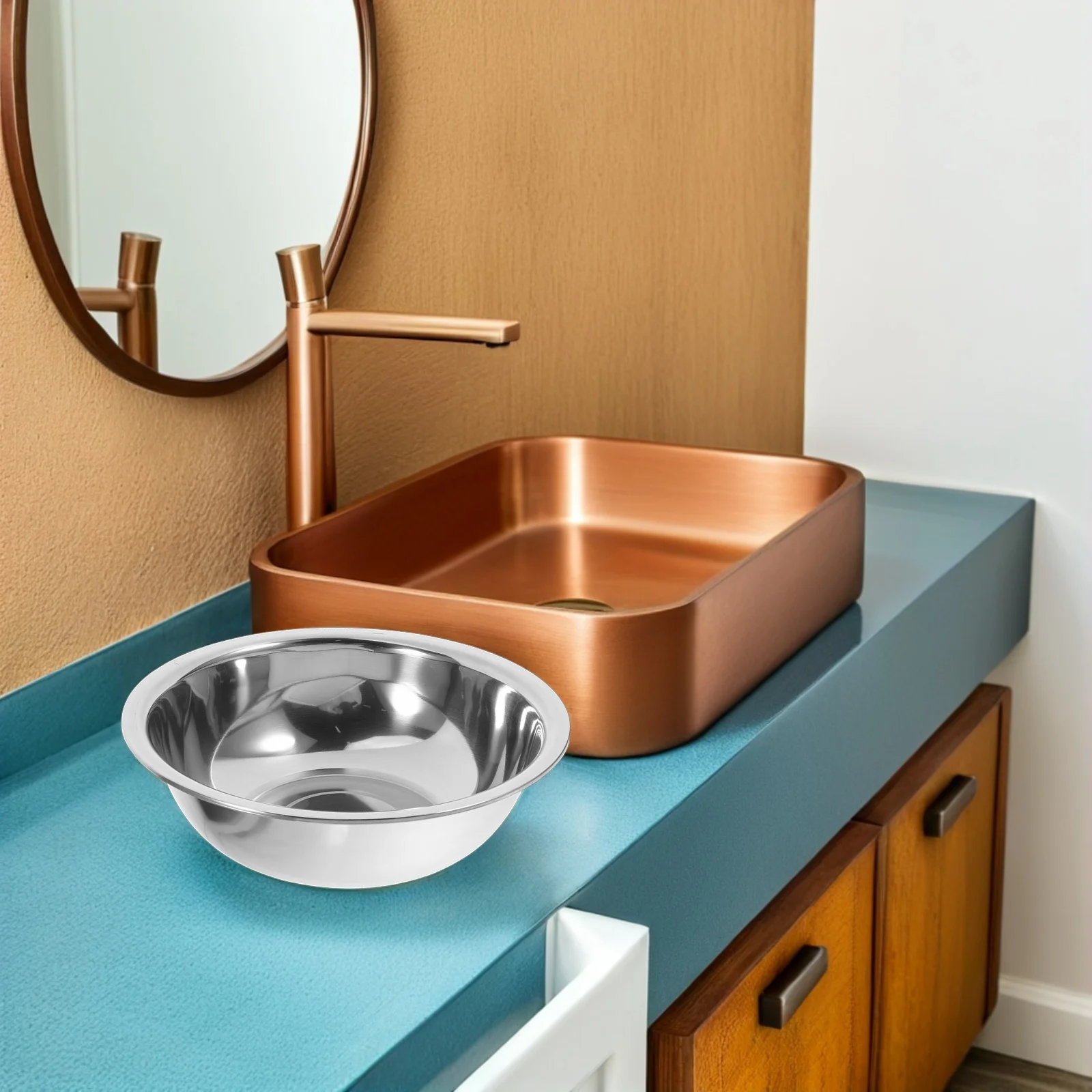 

2Pcs 29Cm Stainless Steel Wash Basin Heavy-Duty Foot Soaking Tub for Bathroom Laundry Hand Wash Fruit Cleaning Space-Saving