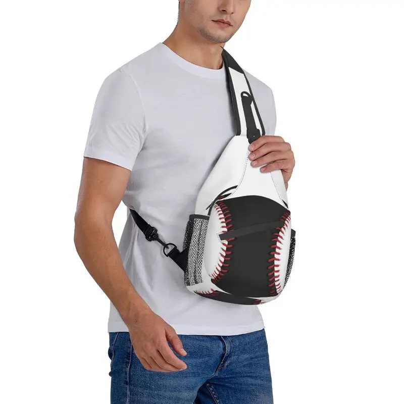 Mochila de béisbol negra para hombre, bandolera de hombro informal para senderismo