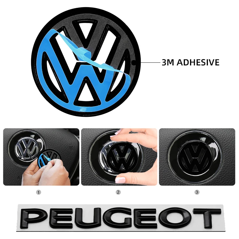 Auto Kohlefaser-Muster Logo Lenkrad-Dekorationsaufkleber für VW GTI Polo Golf MK6 MK7 Passat Tiguan CC T-ROC/Autoschlüsselanhänger – Detail 4