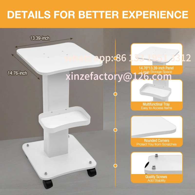 

Customizable Beauty Equipment Cart SPA Machine Trolley Beauty Salon Rolling Trolley White Table Cart