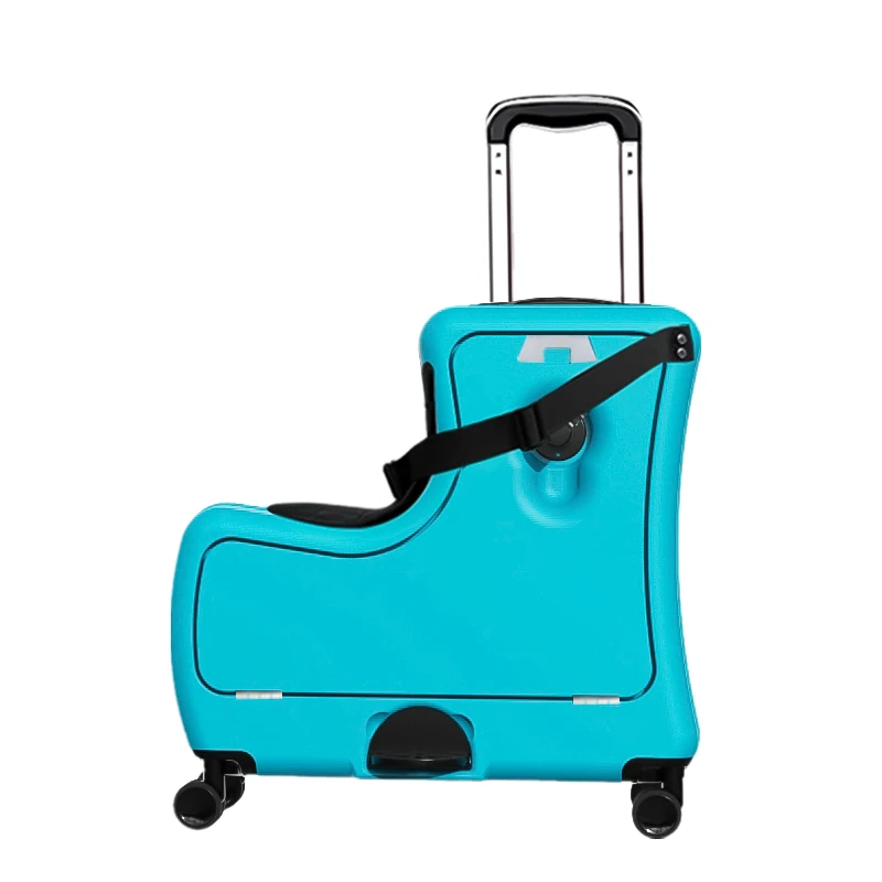 Child Travel Suitcase Sitting and Riding Trolley Case Double Row Four Rotating Wheel Lazy Person Aluminum Frame 24'' kid Luggage