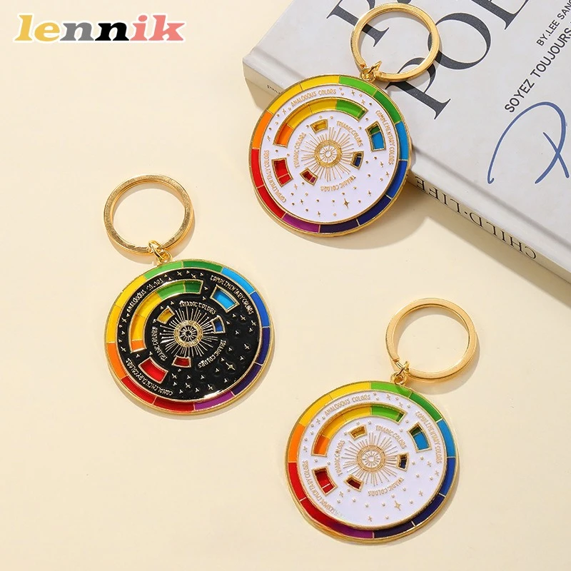 سلسلة المفاتيح الدوارة الملونة الإبداعية تحل مشكلة مطابقة الألوان، مجموعة/مفتاح الأزياء المثالية، فكرة هدية عصرية!