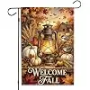 Welcome Fall Lantern Pumpkin Harvest Garden Flag 12 x 18 inch Double Sided Outside decorations,Autumn Leaves Rustic Farmhous jjp