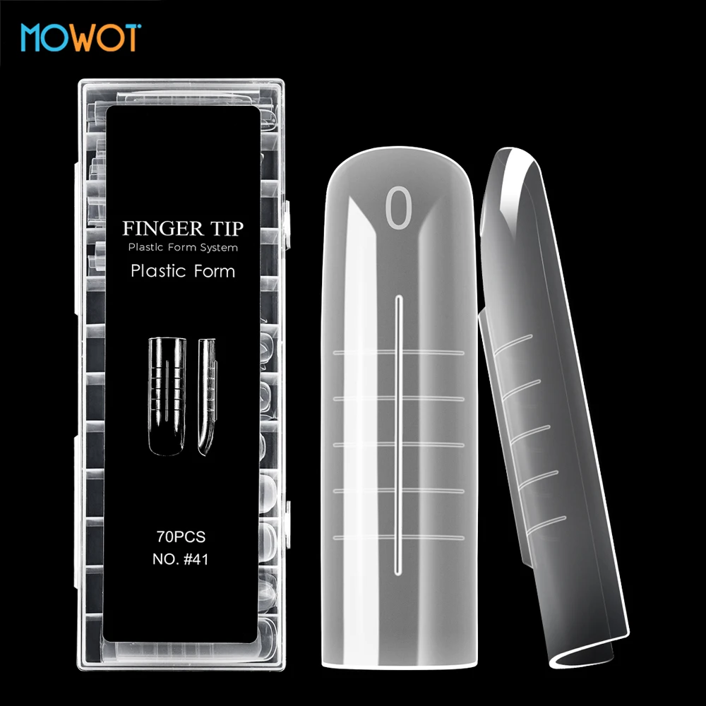 

MOWOT 70Pcs Matte Nail Dual Forms Square Reusable Top Forms for Nail Extension System Poly Nail Gel Mold Acrylic False Nail Tips