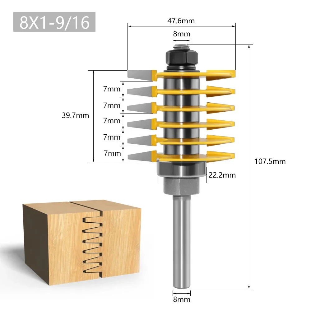 Ladder Finger Joint Cutter, Woodworking Milling Cutter, Carving Machine, Cutter Head, 8 Handles, Woodworking