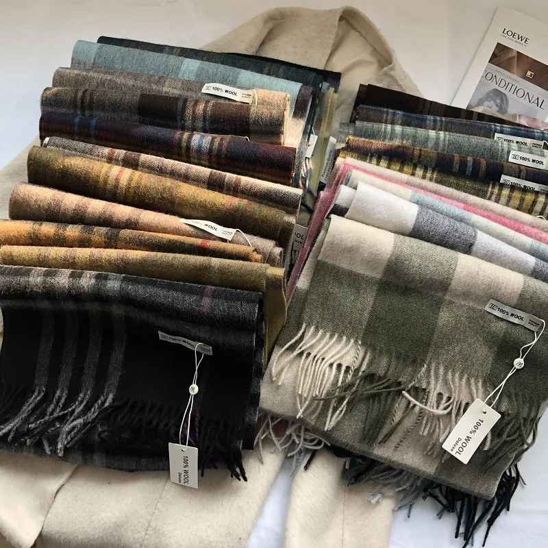 Chic Classic Plaid Cashmere Scarf Autumn Winter Women Men Soft Light Warm Muffler Male High Qualiy 100%Wool Thermal Wrap Female