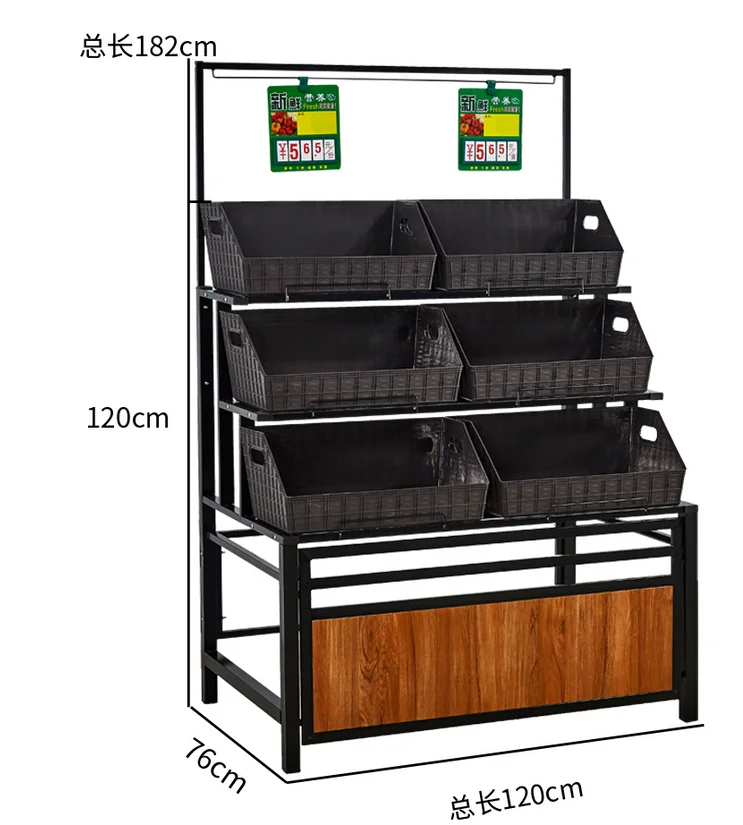 Imagem -02 - Supermercado de Frutas e Vegetais Prateleira de Exibição Prateleira de Armazenamento Criativo Multi-camada Prateleira Vegetal Conveniência Comercial s