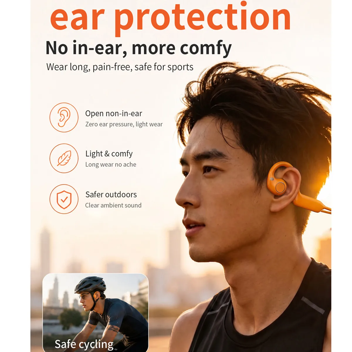New Smart Camera Earphone Bone Conduction Headphones Open Ear Sports Earbuds Video Recording for Running Cycling Vlog Shooting
