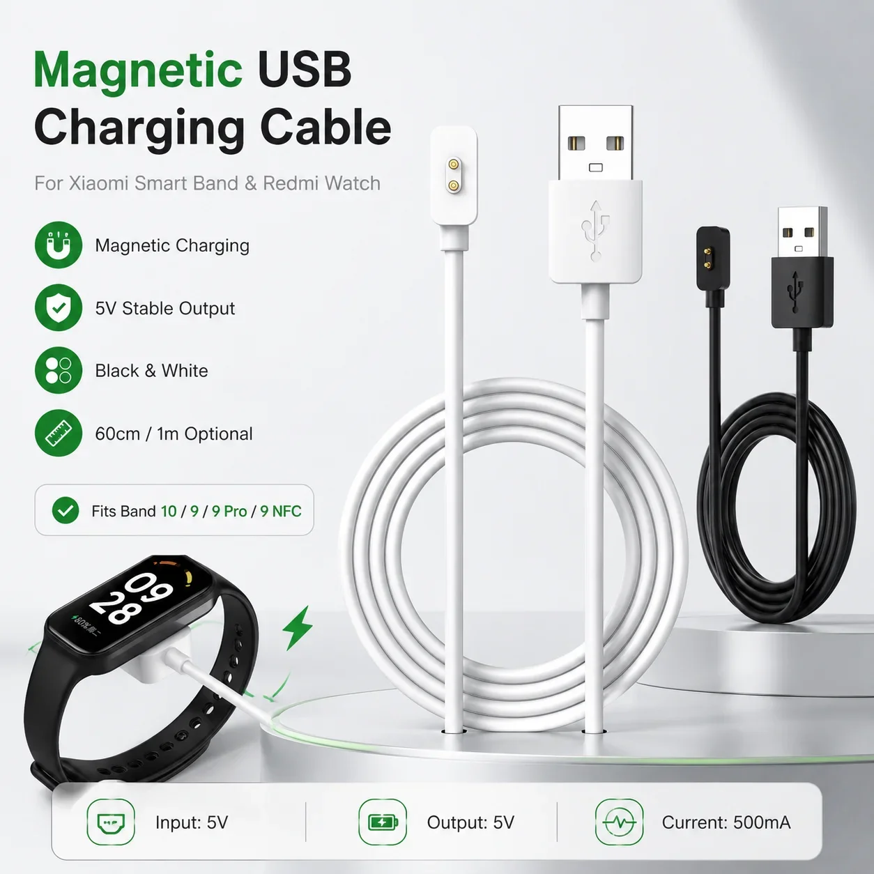 Charger For Xiaomi Band 10 / 9 /9 Pro /9NFC USB Cable Charging Data Charger Smart Watch Charge Power Adapter Accessories