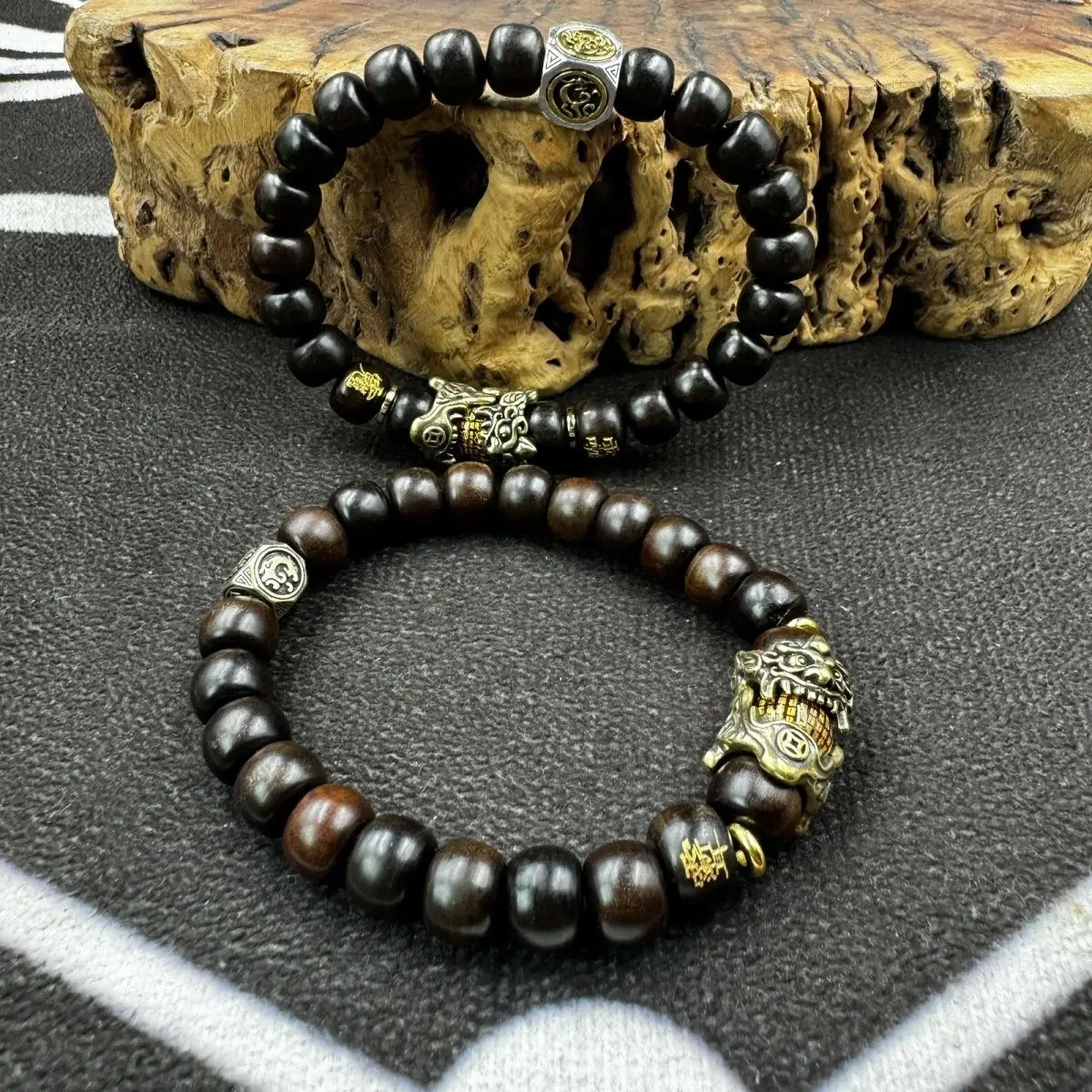 Taoist Natural Jade Jujube Wood Brave Nabaifu Bracelet Taboo Word 4 God Beast Accessories Nabaicai Bracelet Crape Myrtle Taboo