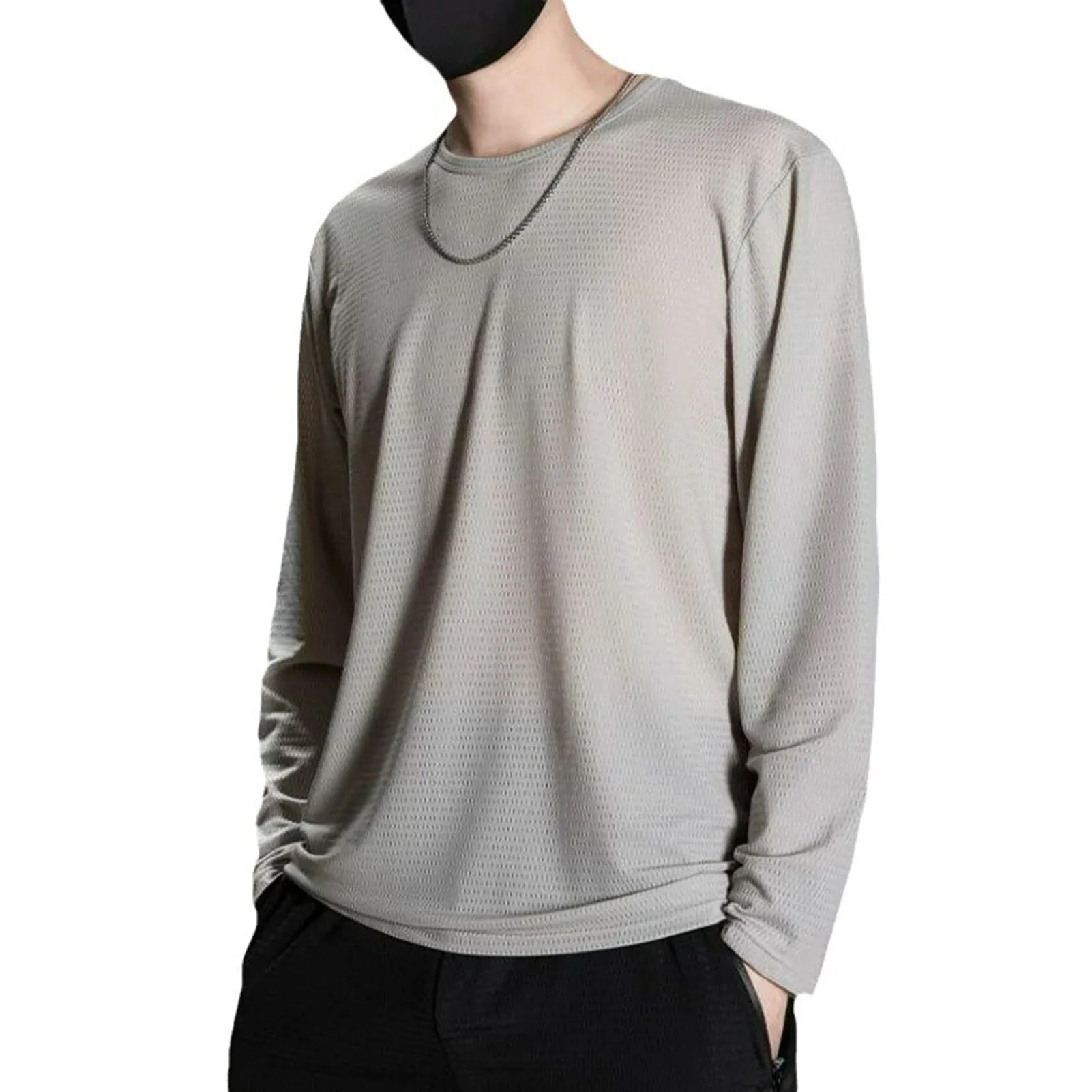 Men Long Sleeve T-shirt Soft Breathable Men's Contrast Color T-shirt Stylish Long Sleeve Top for Commute Fall Spring Men T-shirt — купить у AliExpress WW